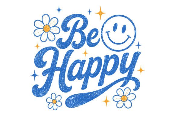 Be Happy Retro Smiley Flower Design: A Burst of Joyful Nostalgia