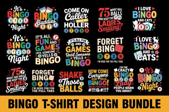 Bingo T-Shirt Design Bundle: Editable Creative Assets