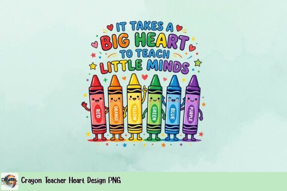 Crayon Teacher Heart Design PNG: A Vibrant Creative Asset