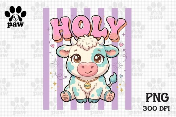 Holy Cow PNG Design: Cute Kawaii Cow for Creative Projects