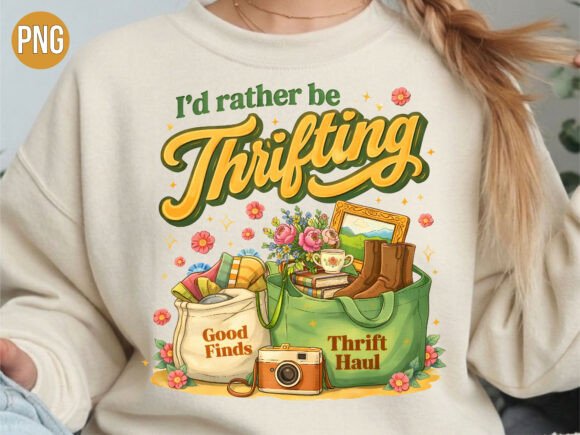 Id Rather Be Thrifting Design PNG