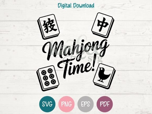 Mahjong Time SVG PNG EPS PDF Design: A Creative Asset for Makers