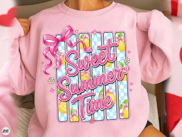 Preppy Sweet Summer Time Bow PNG Design