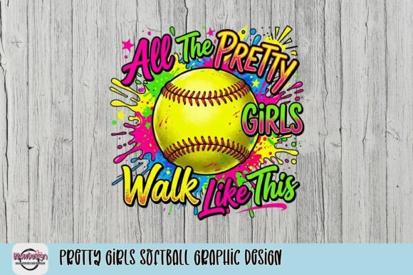 Pretty Girls Softball Graphic Design: A Vibrant Visual Asset