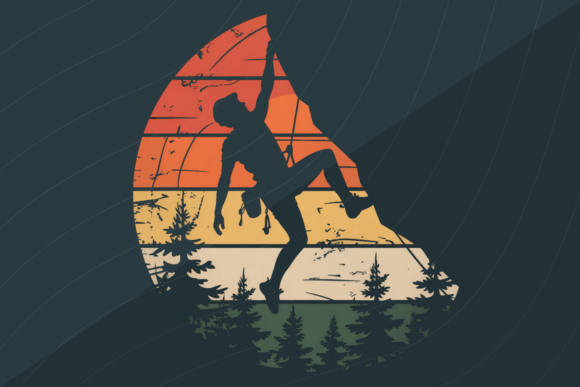 Retro Sunset Rope Climbing PNG: A Vintage Adventure Asset