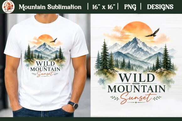Wild Mountain Sunset Sublimation Design: Nature-Inspired Visuals